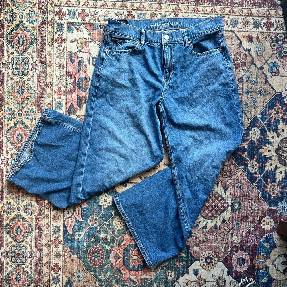 American Eagle Outfitters low rise ultra wide leg strives jeans, EUC, sz 8 short - Picture 2 of 6